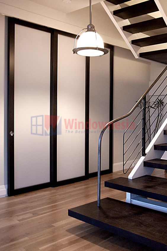 Pintu Kamar Tidur Kaca Aluminium Pintu Aluminium Kaca Buram / Kaca Es