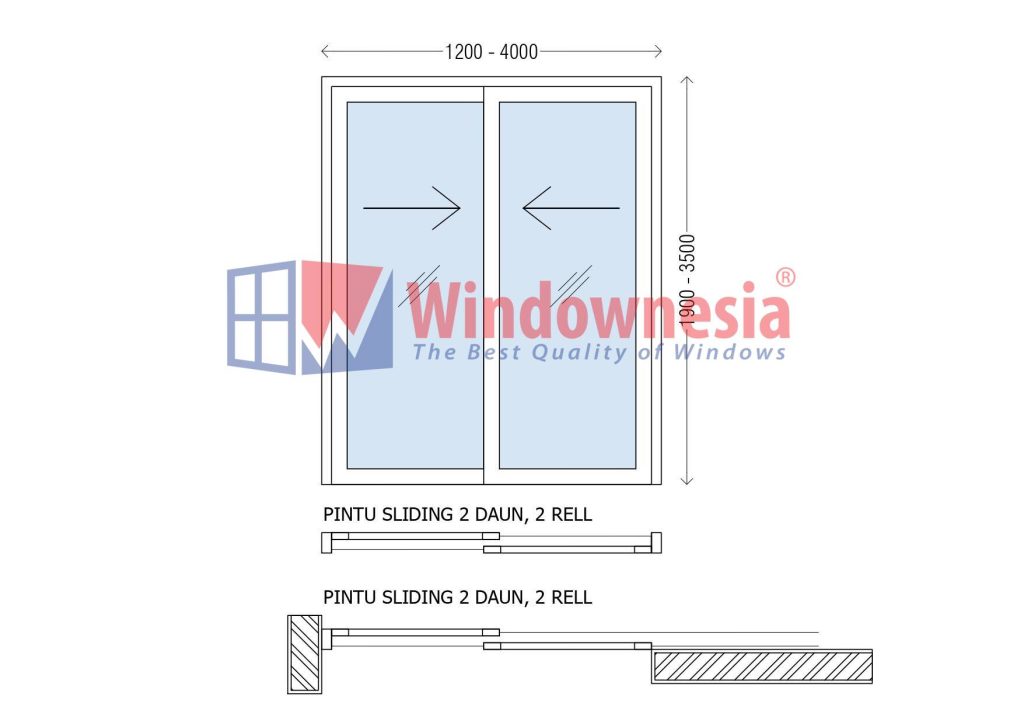 Ukuran Pintu Geser Aluminium Kaca 2 Daun