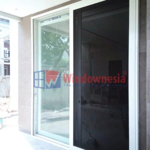Pintu-Geser-Kawat-Nyamuk Pintu Geser Aluminium 2 Daun + 1 Daun Kawat Nyamuk