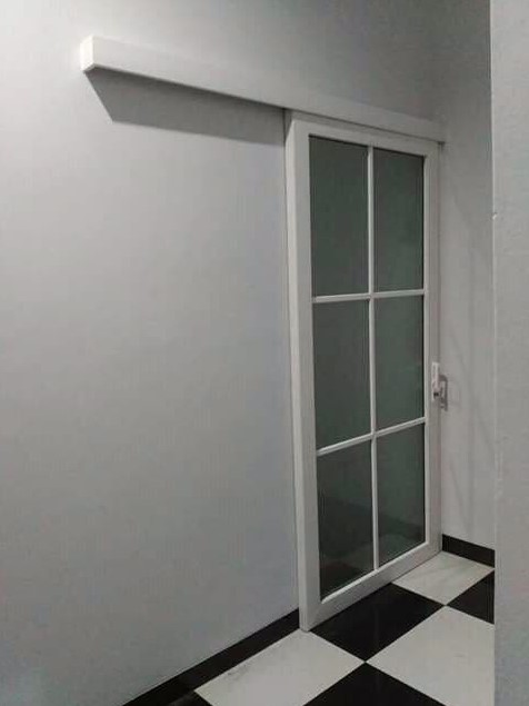 Pintu-Geser-1-Daun Pintu Sliding Aluminium Putih