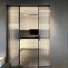 Pintu Sliding Slim 2 Daun ke belakang Tembok Pintu Kamar Mandi Aluminium SLIM Mewah