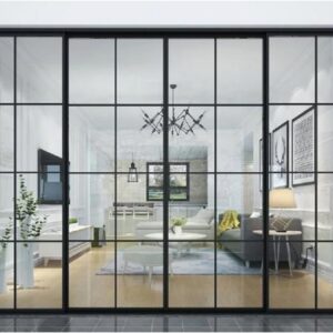 Pintu Sliding Slim 4 Daun Motif Kotak kotak Pintu Sliding Aluminium SLIM 4 Daun